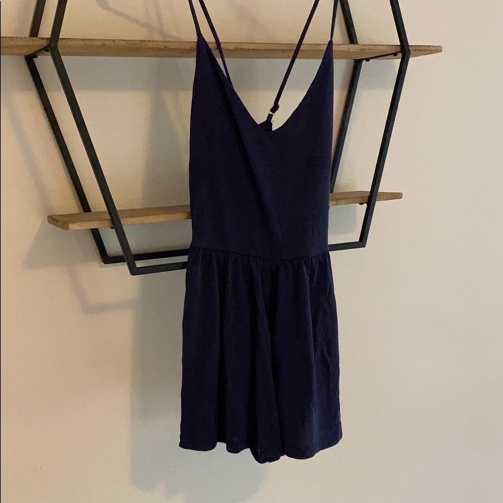 Navy romper cute back